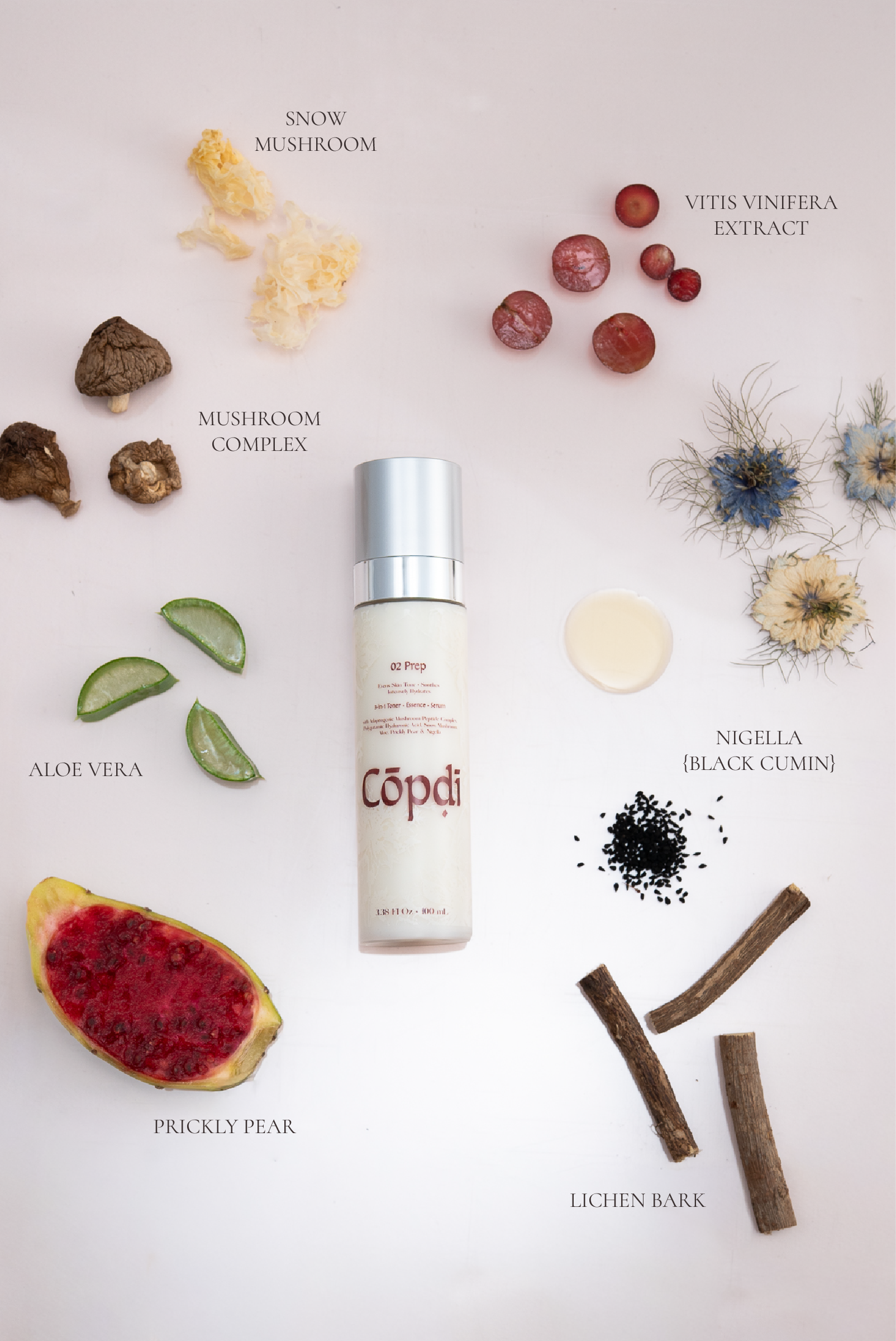 Céopdi skincare product with natural ingredients on a light background